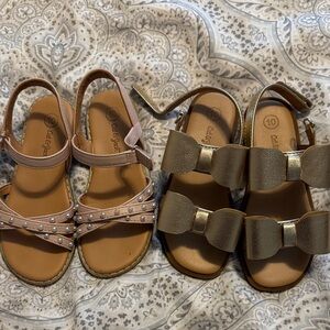 Cat & Jack Kids' Sandals - Pink and Gold Bow Design